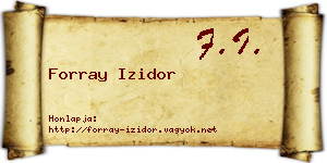 Forray Izidor névjegykártya